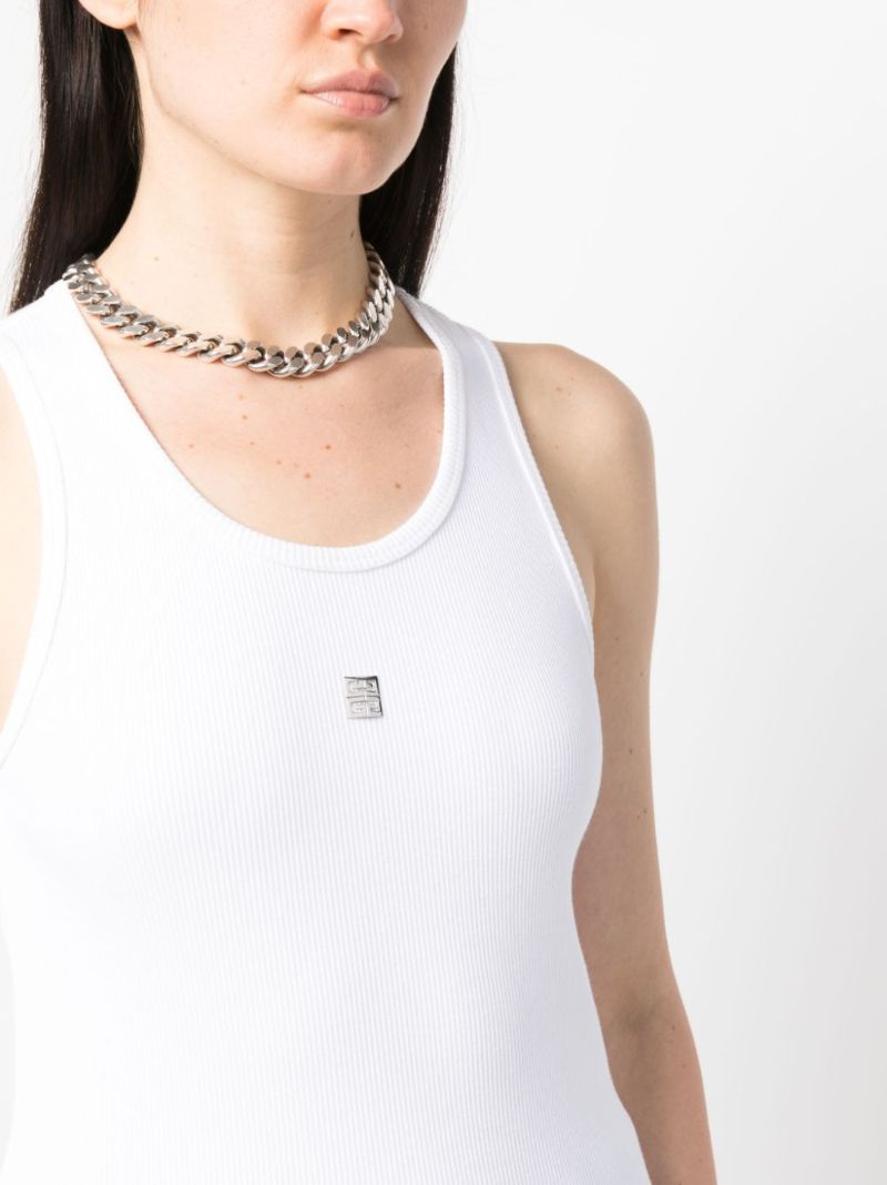 White 4g Plaque Tank Top