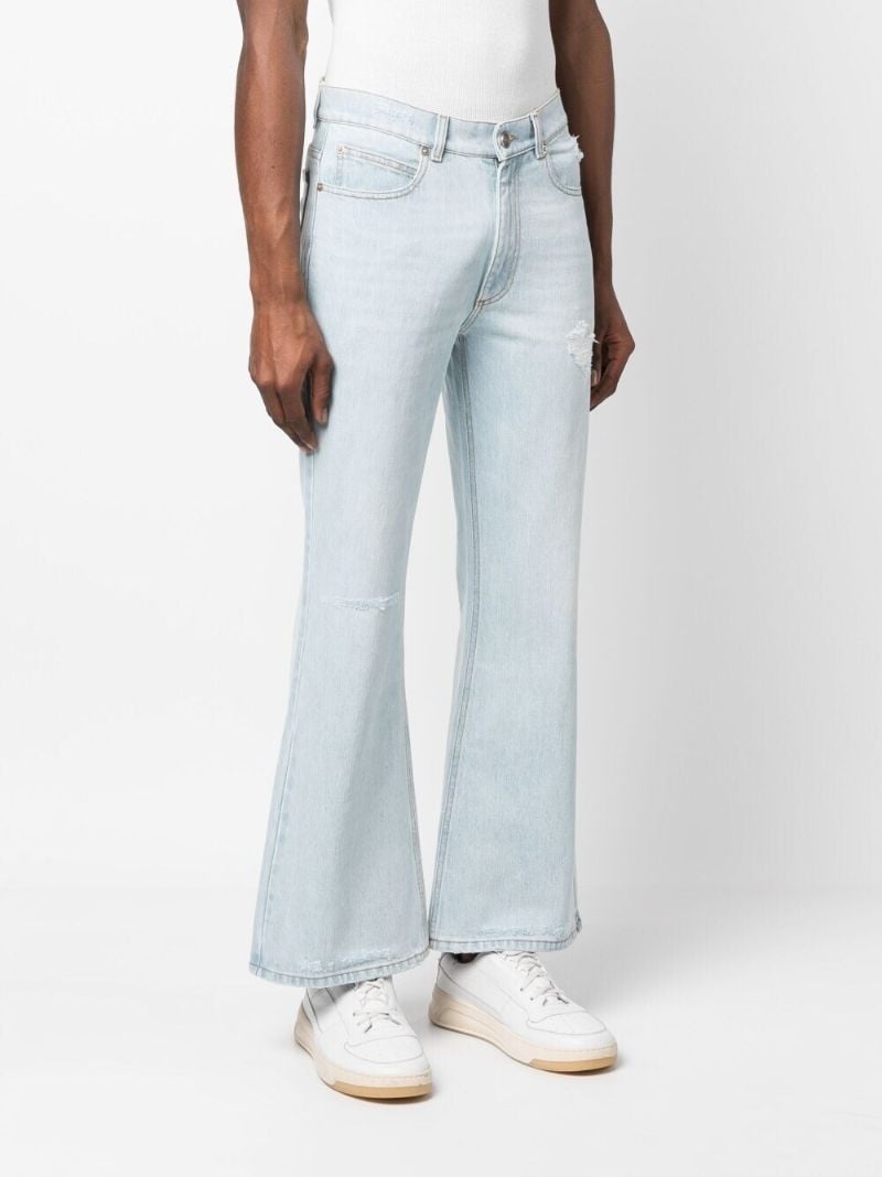 Blue Distressed Straight Jeans