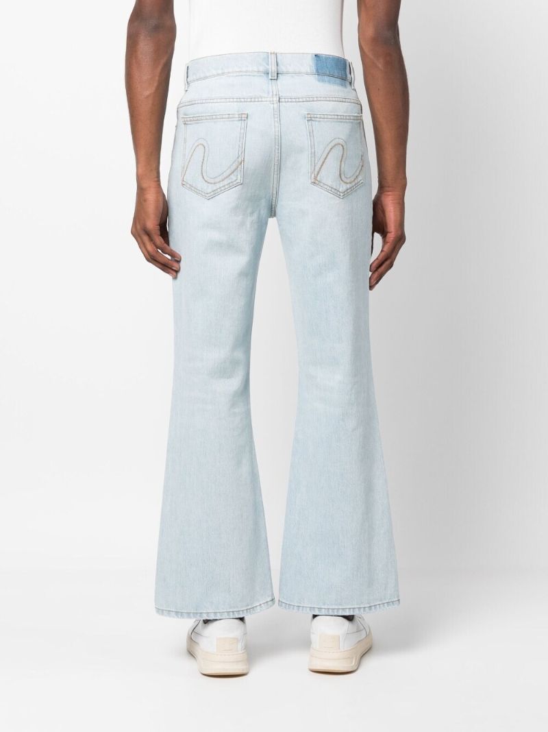Blue Distressed Straight Jeans