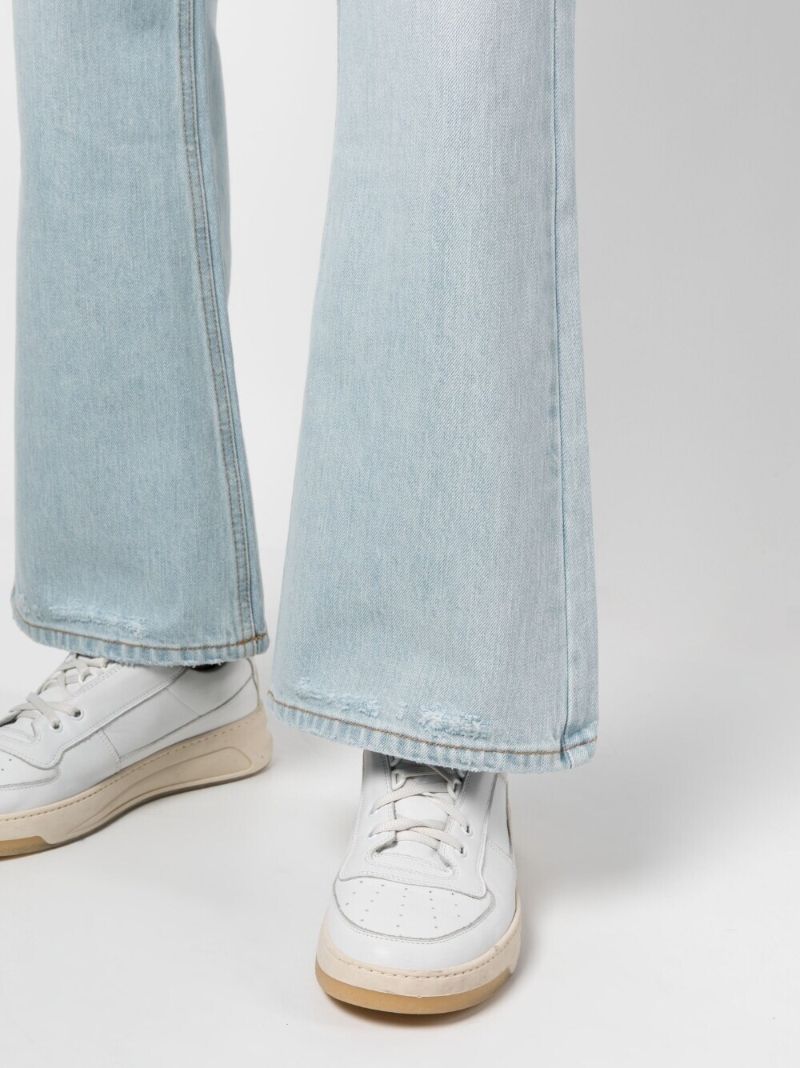 Blue Distressed Straight Jeans