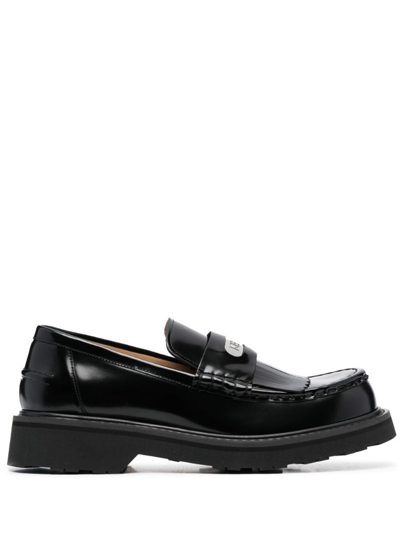 Black Kenzosmile Fringed Leather Loafers