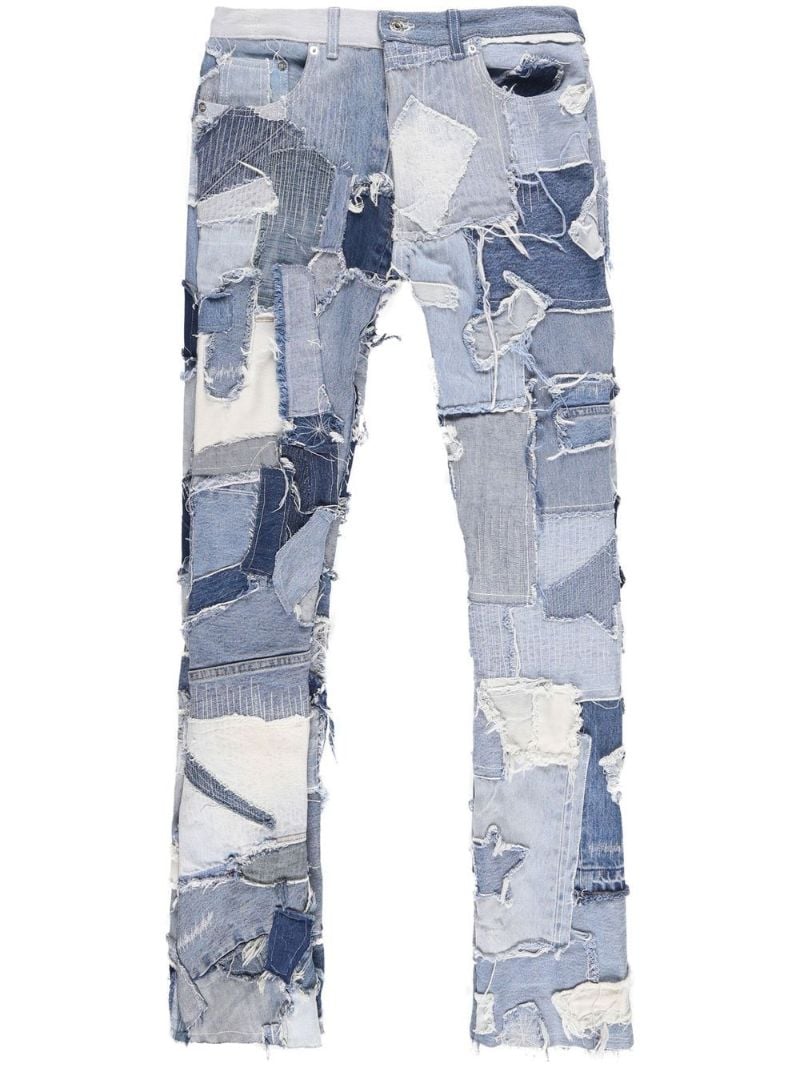 Blue Logan Patchwork Straight-leg Jeans
