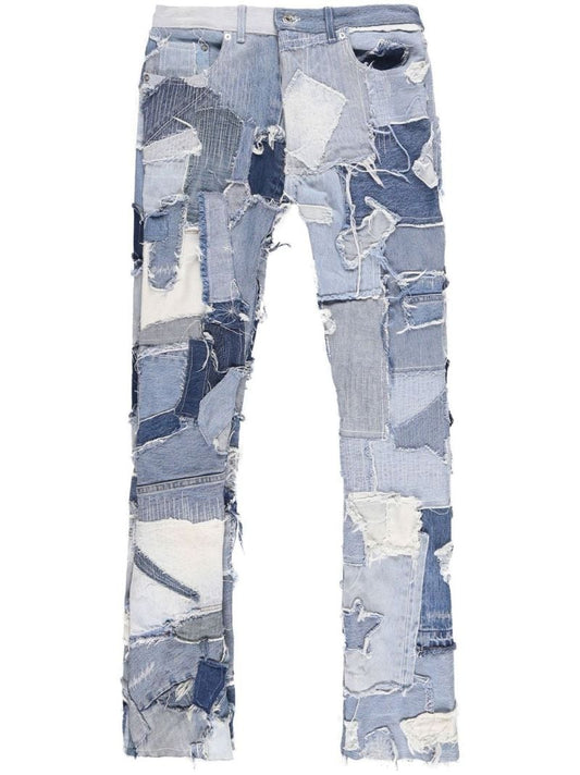 Blue Logan Patchwork Straight-leg Jeans