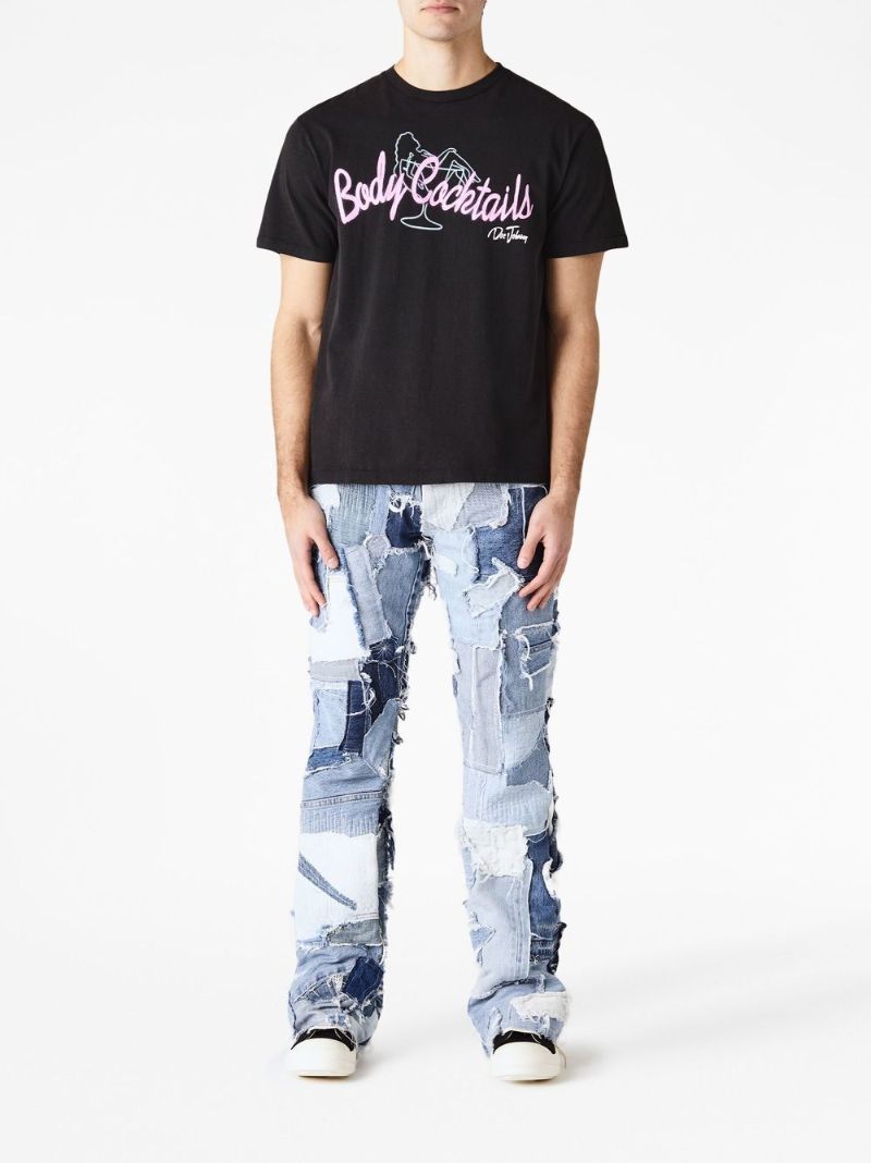 Blue Logan Patchwork Straight-leg Jeans