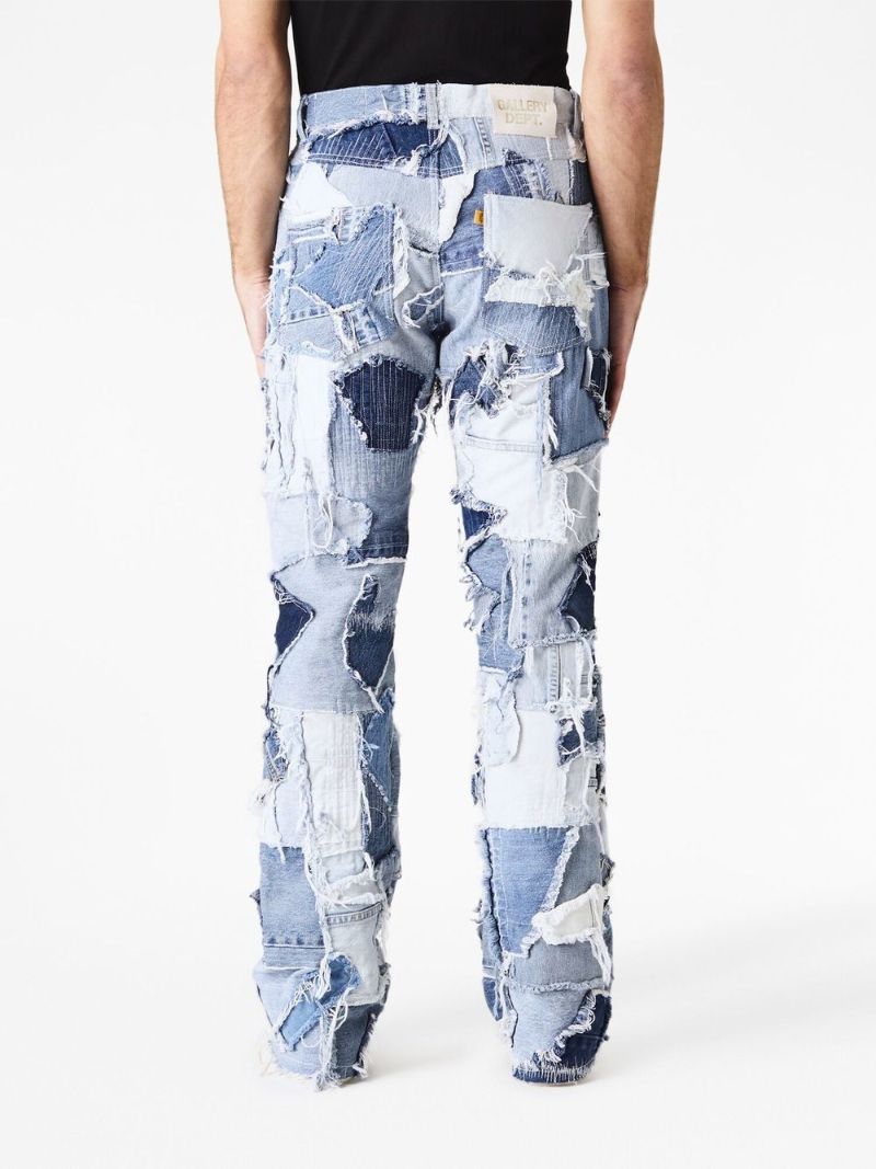 Blue Logan Patchwork Straight-leg Jeans