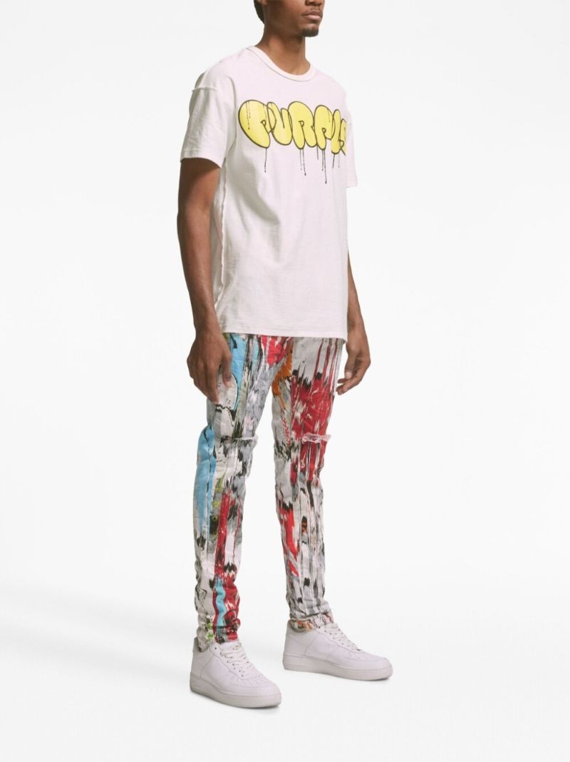 Multicoloured Glitch Print Skinny Jeans