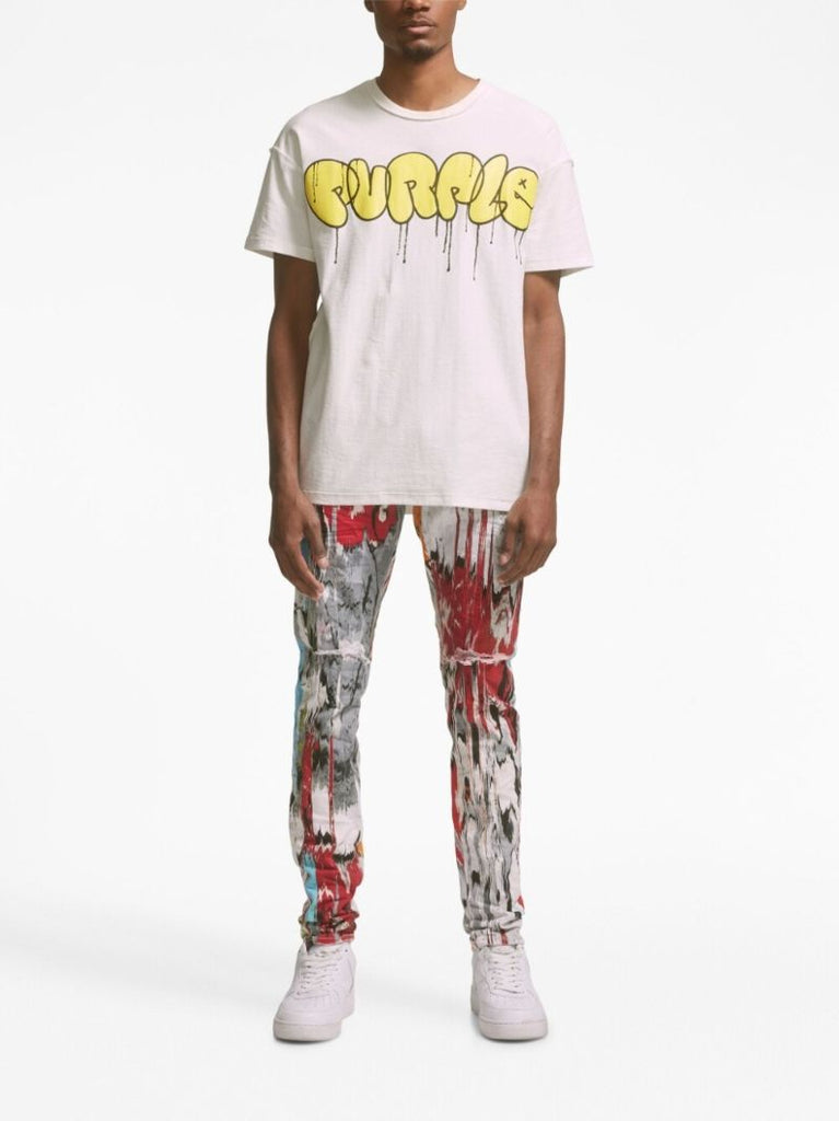 Multicoloured Glitch Print Skinny Jeans
