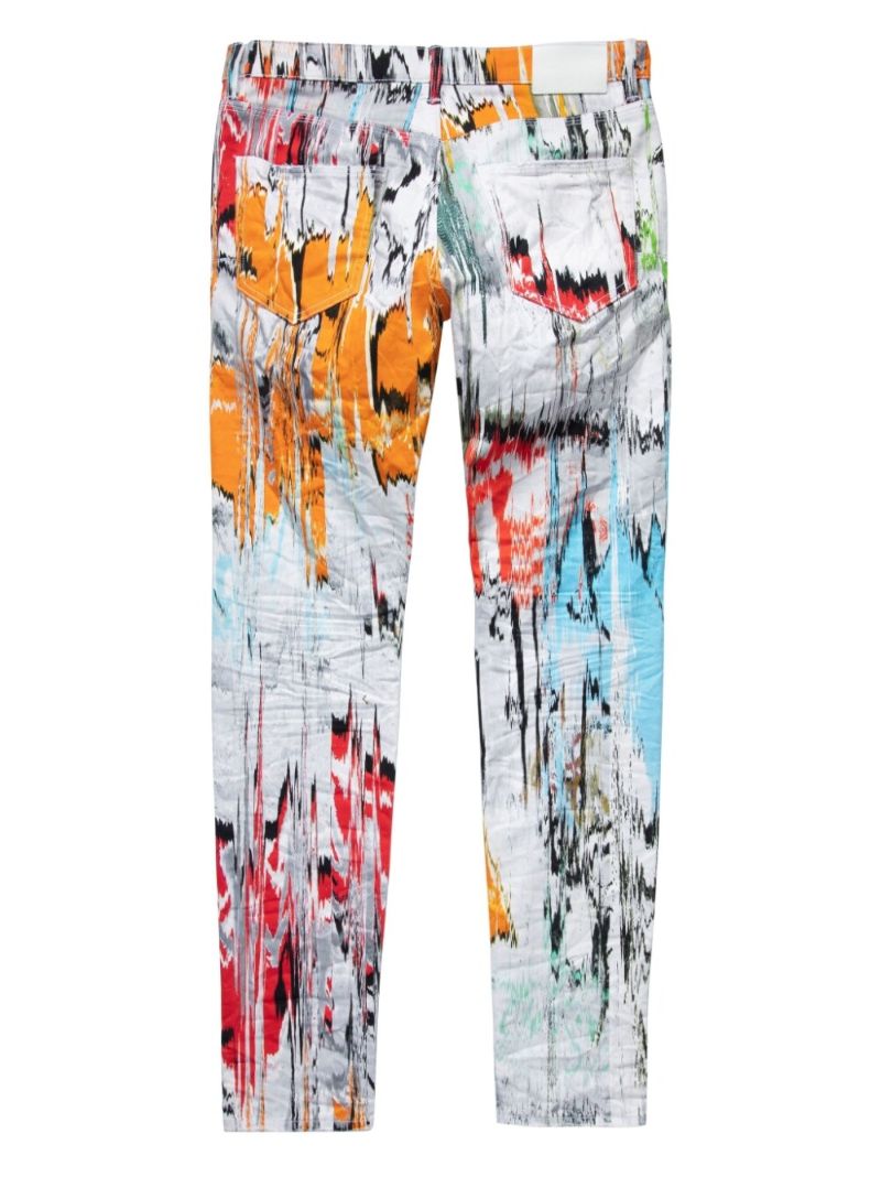 Multicoloured Glitch Print Skinny Jeans
