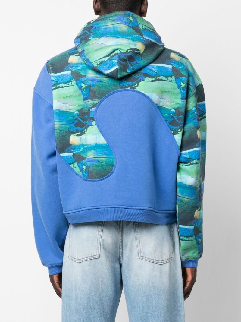 Blue Printed Swirl Hoodie
