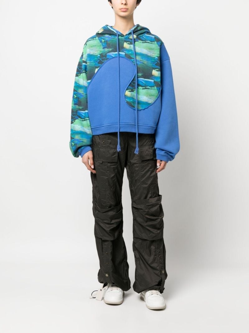 Blue Printed Swirl Hoodie