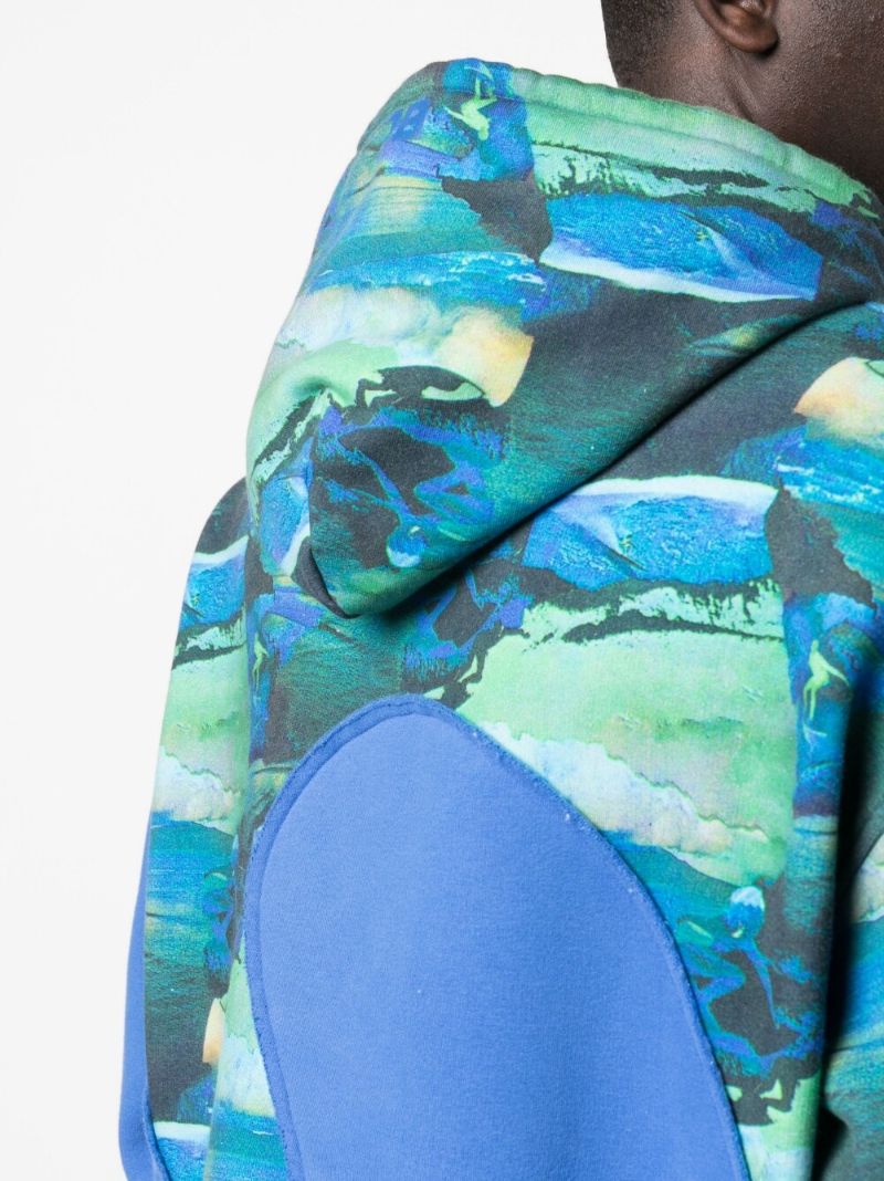 Blue Printed Swirl Hoodie