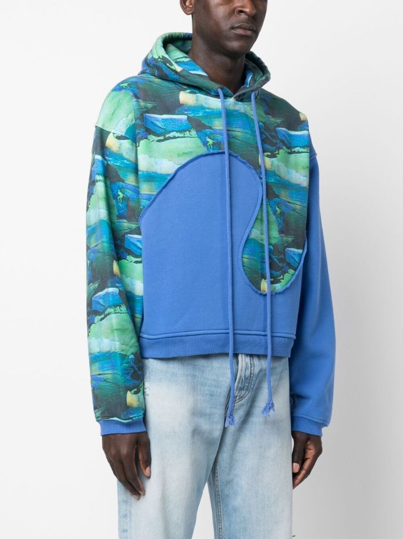 Blue Printed Swirl Hoodie