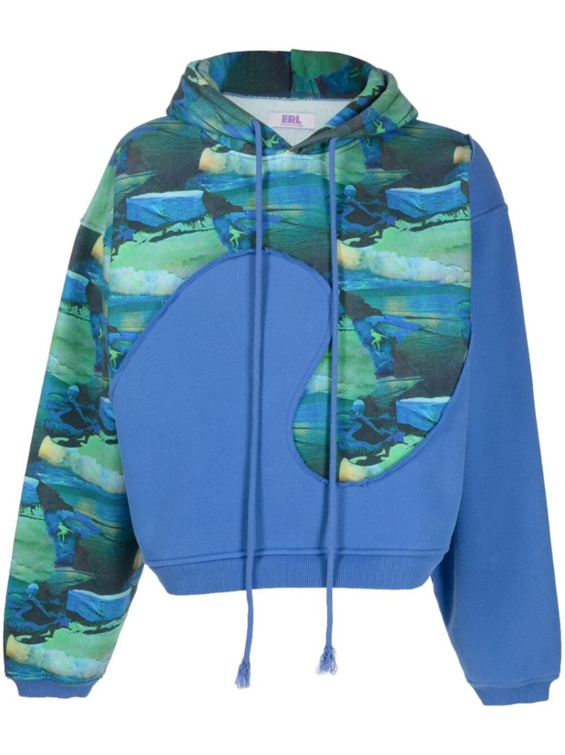 Blue Printed Swirl Hoodie