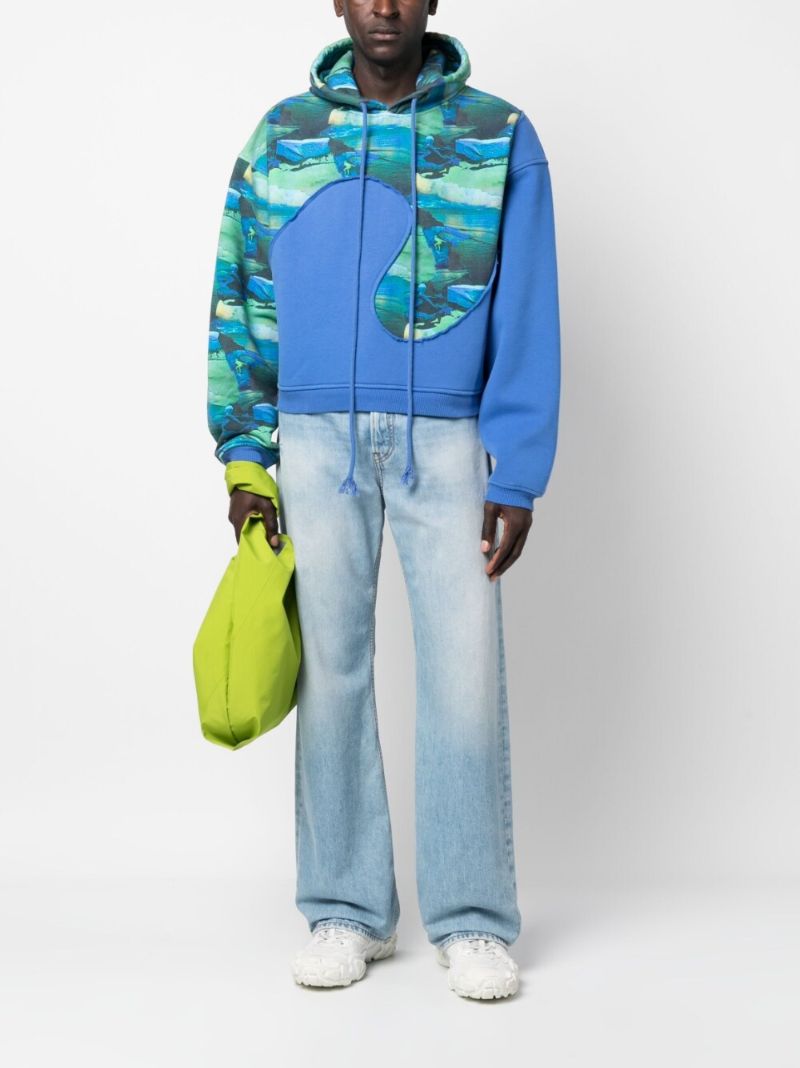 Blue Printed Swirl Hoodie