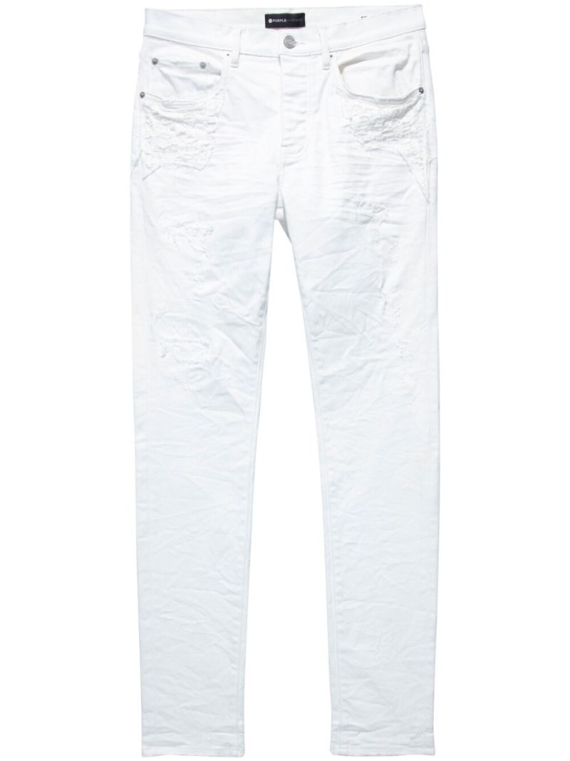 White Creased Low-rise Jeans