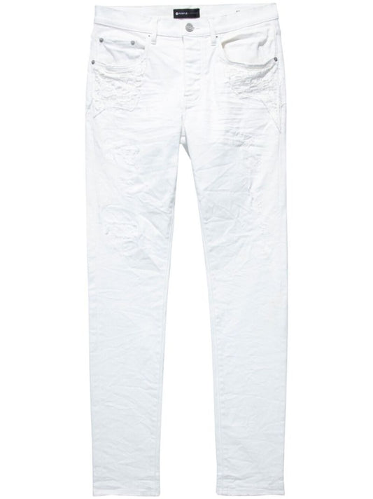 White Creased Low-rise Jeans