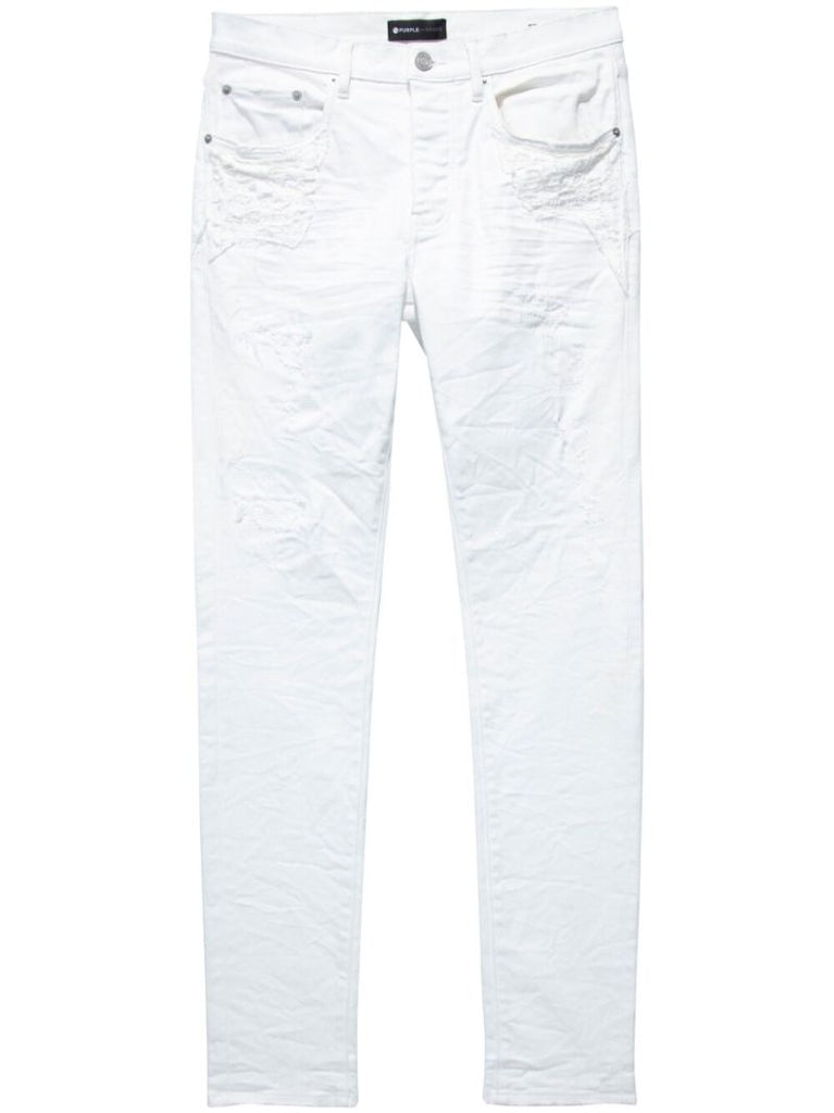White Creased Low-rise Jeans
