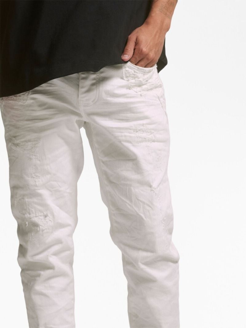 White Creased Low-rise Jeans