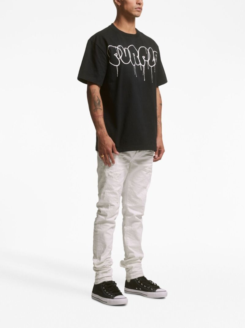 White Creased Low-rise Jeans