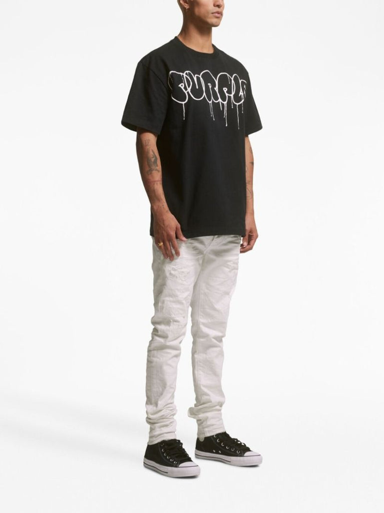 White Creased Low-rise Jeans