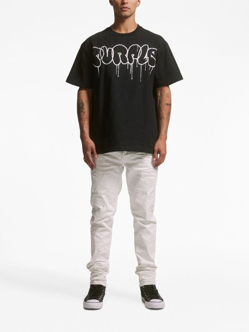 White Creased Low-rise Jeans