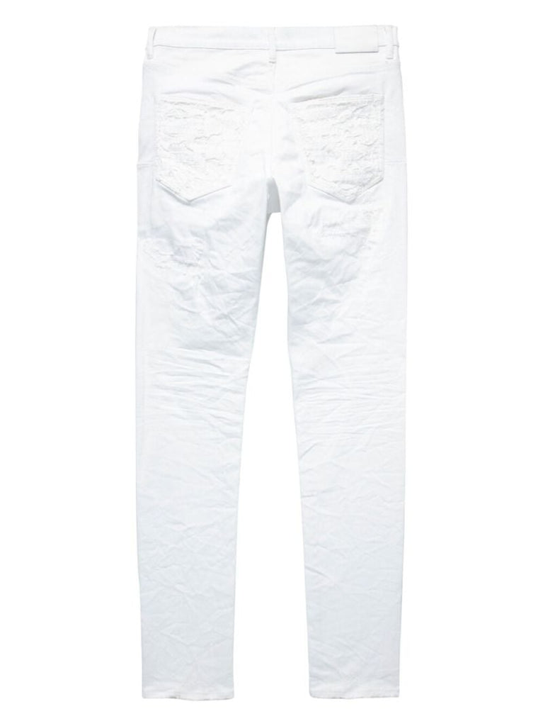White Creased Low-rise Jeans