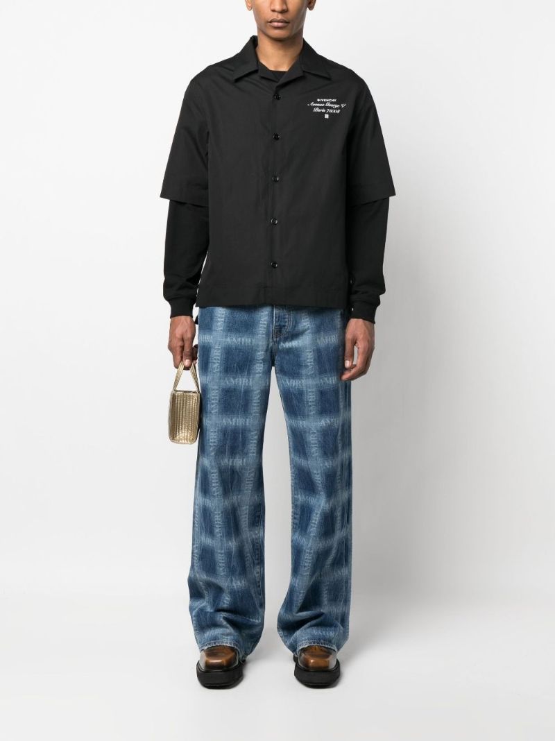 Blue Shadow Plaid Baggy Jeans