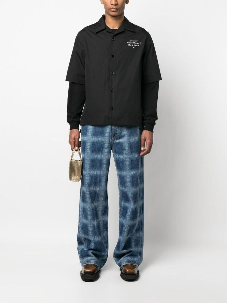 Blue Shadow Plaid Baggy Jeans