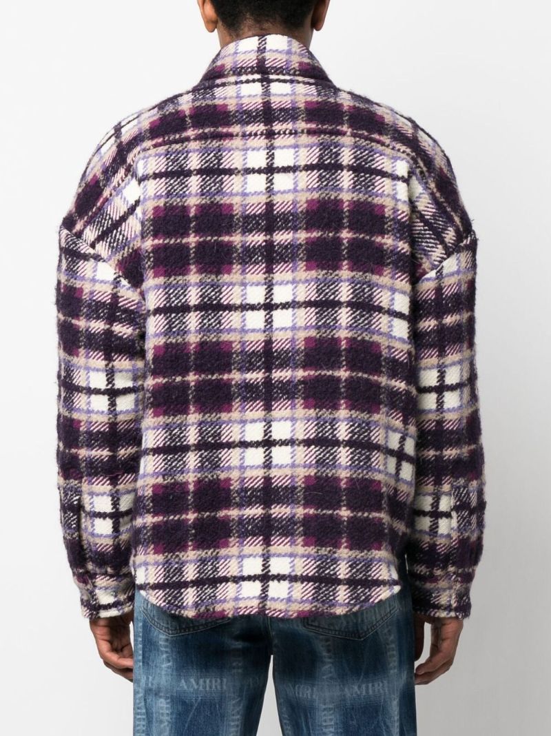 Purple Plaid Print BouclÃ_x0083_Â© Overshirt