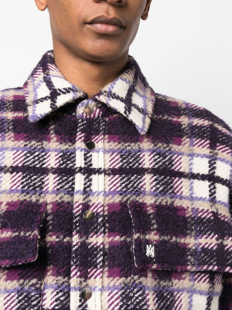 Purple Plaid Print BouclÃ_x0083_Â© Overshirt