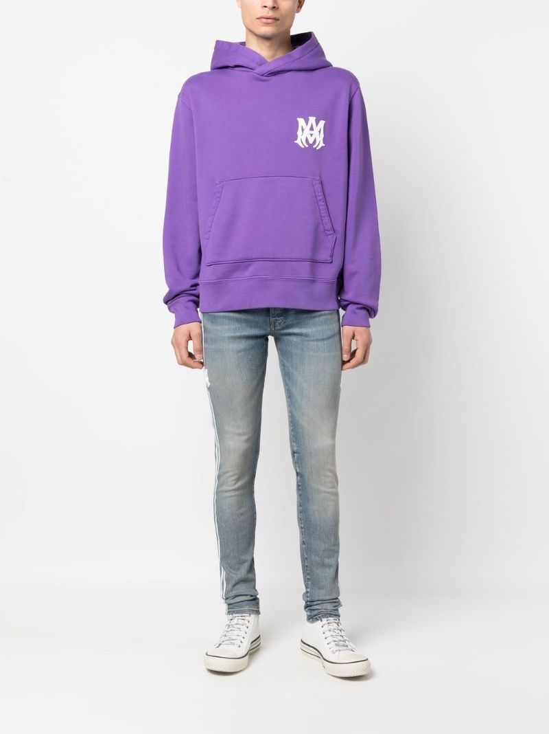 Purple Logo Print Hoodie