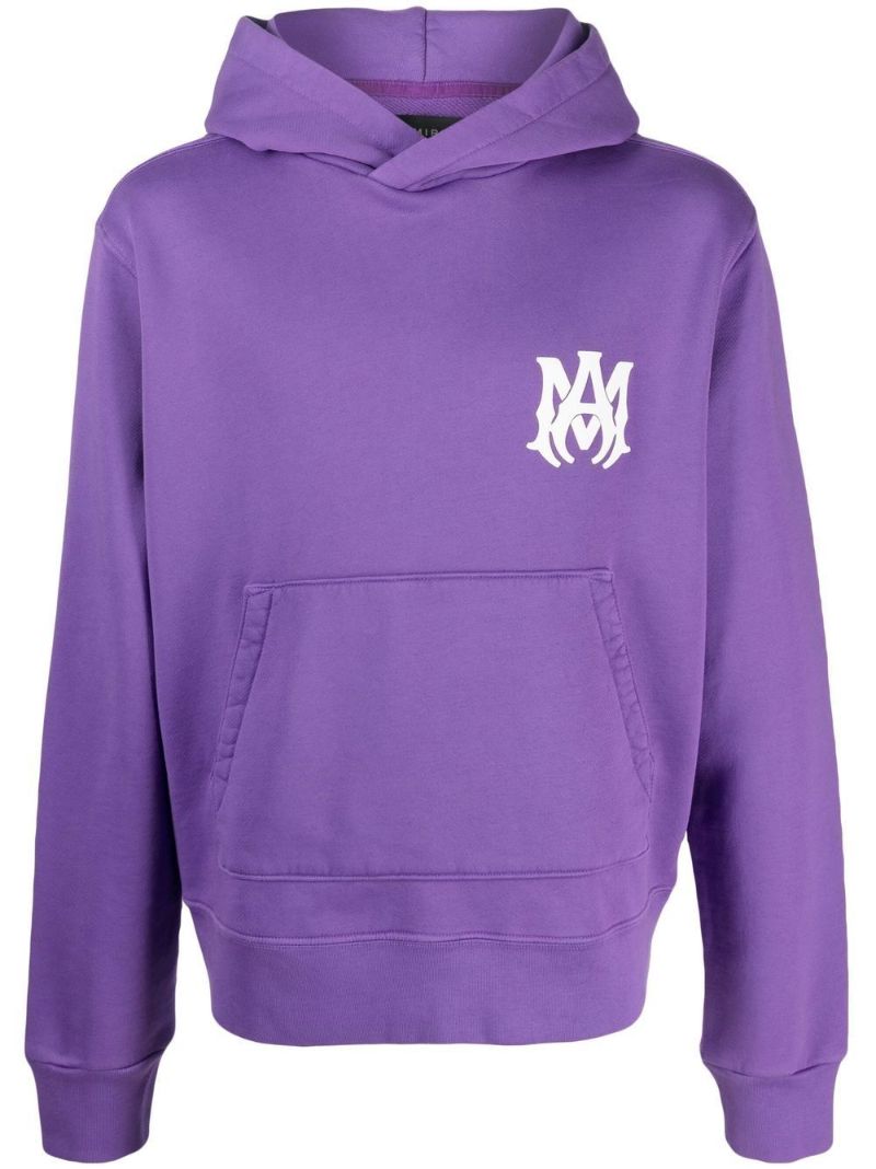 Purple Logo Print Hoodie