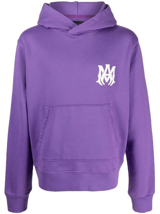 Purple Logo Print Hoodie