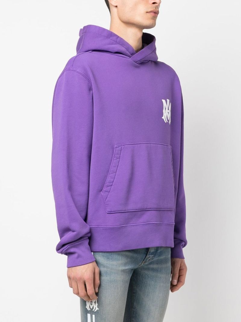 Purple Logo Print Hoodie