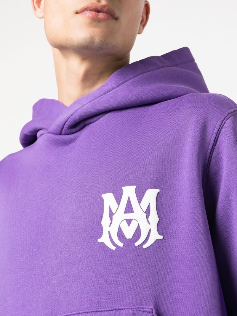 Purple Logo Print Hoodie