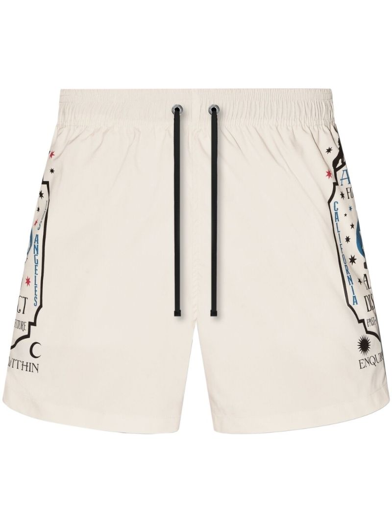 Neutral Fortune Graphic Print Swim Shorts