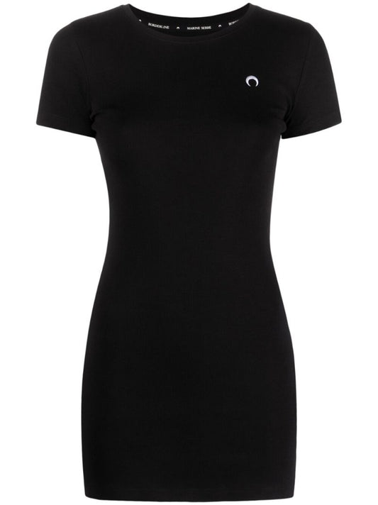 Black Logo-embroidered T-shirt Dress