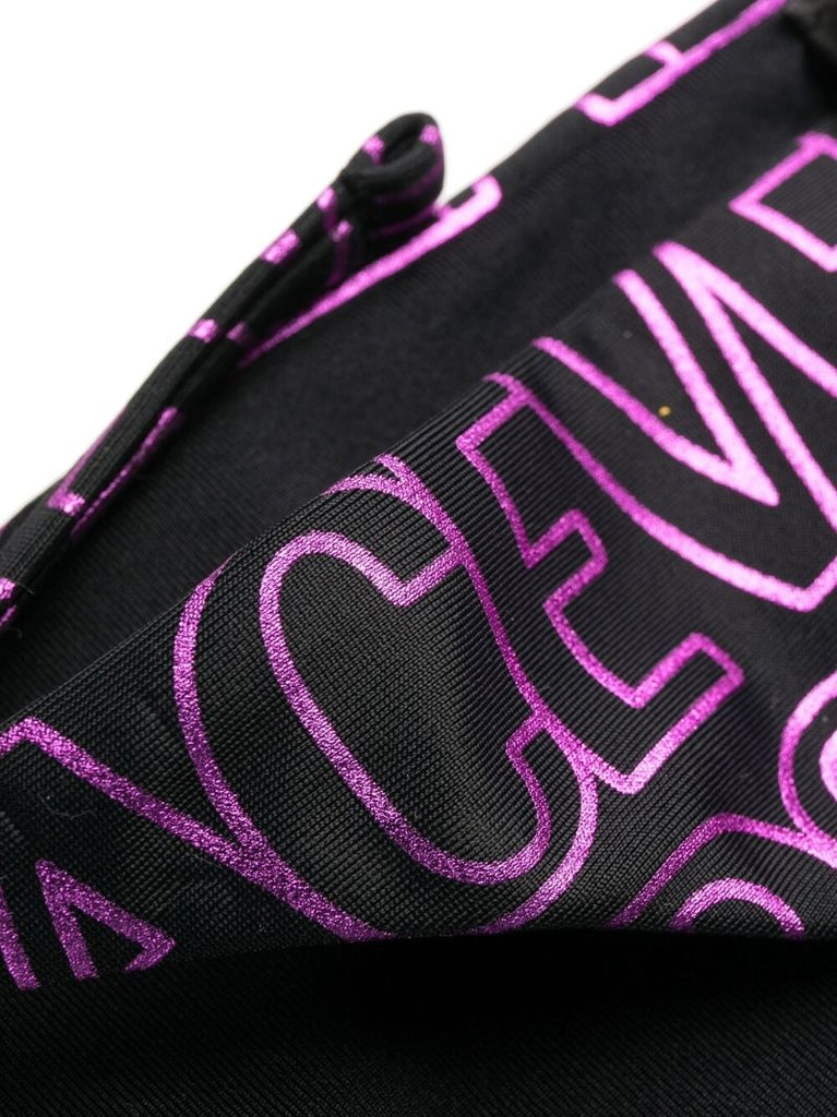 Black Logo Print Bikini Bottoms