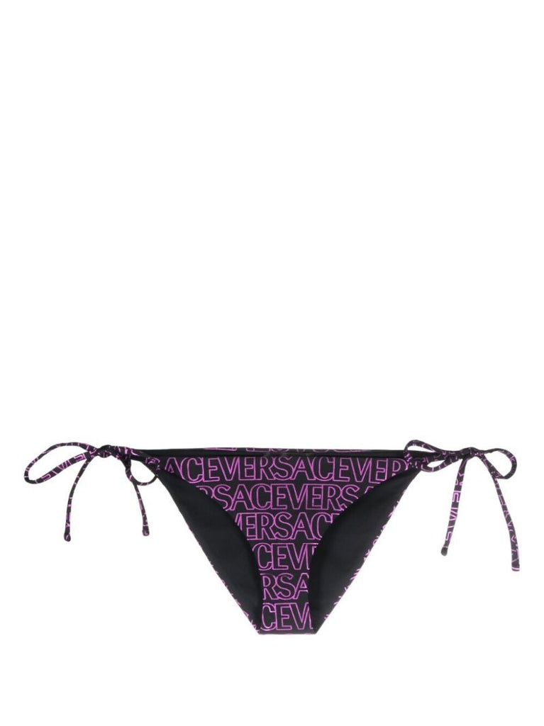 Black Logo Print Bikini Bottoms