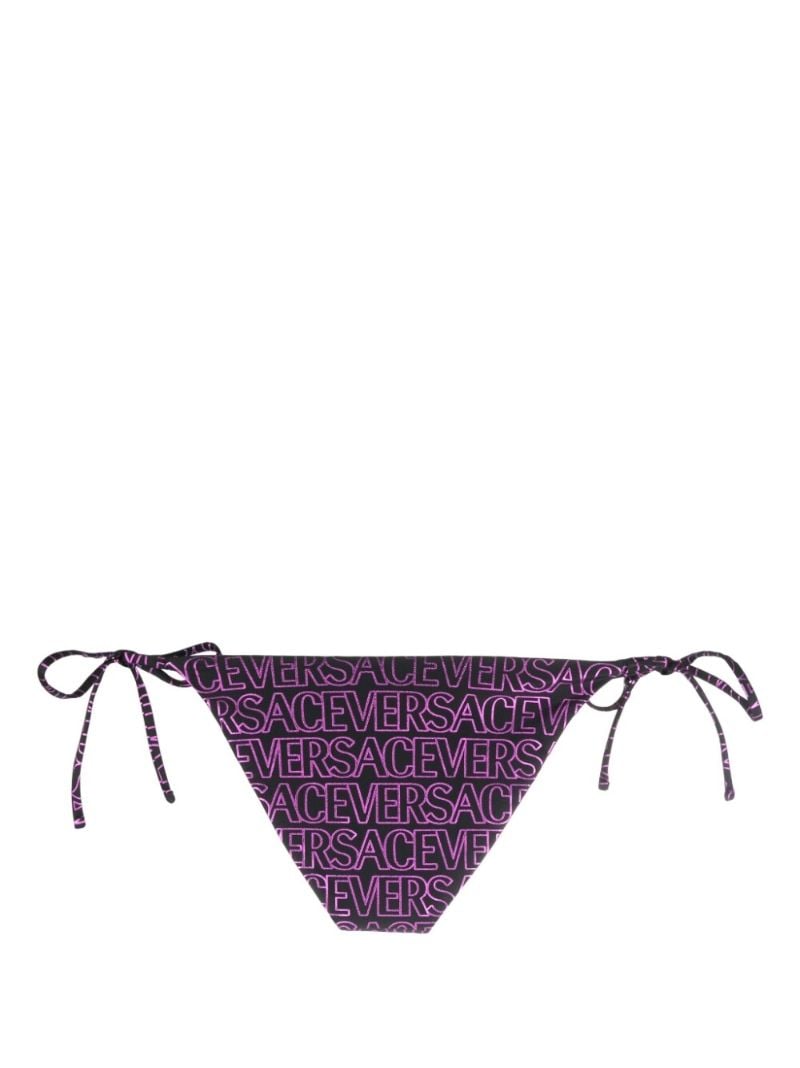 Black Logo Print Bikini Bottoms