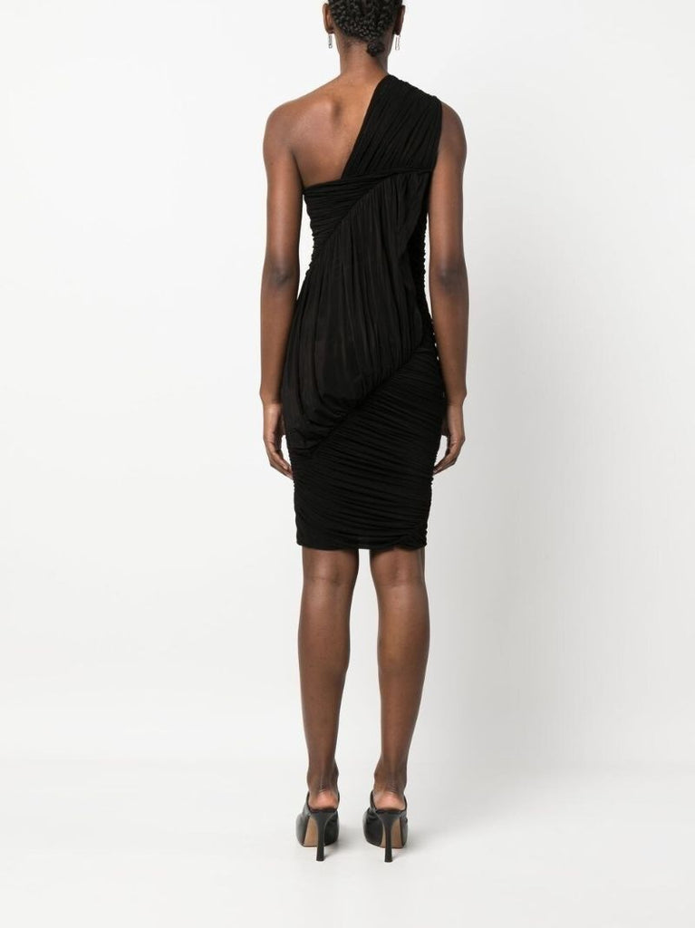 Black One-shoulder Midi Dress