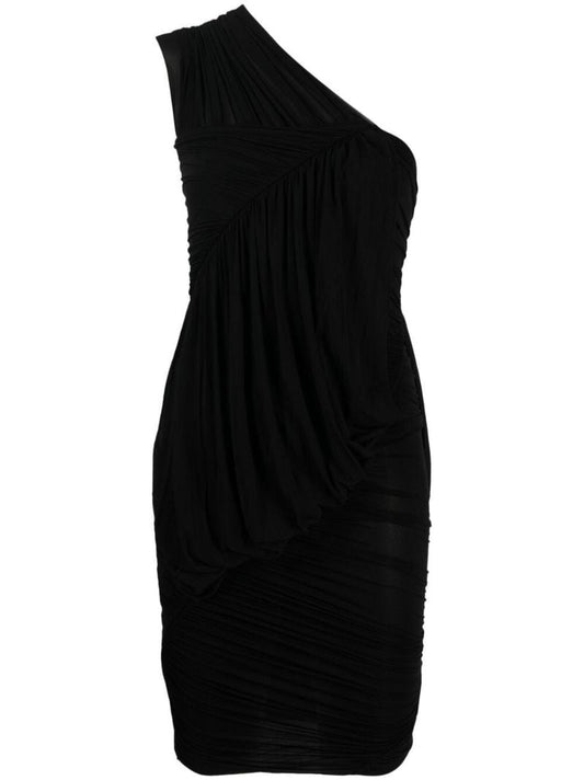 Black One-shoulder Midi Dress