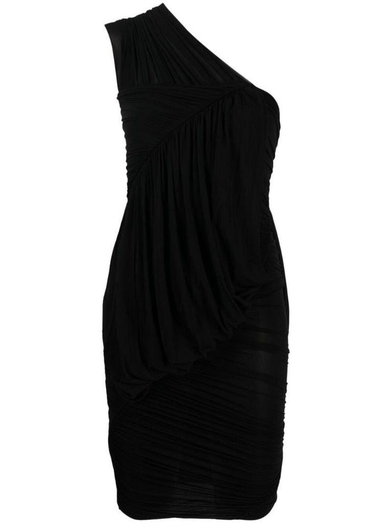 Black One-shoulder Midi Dress