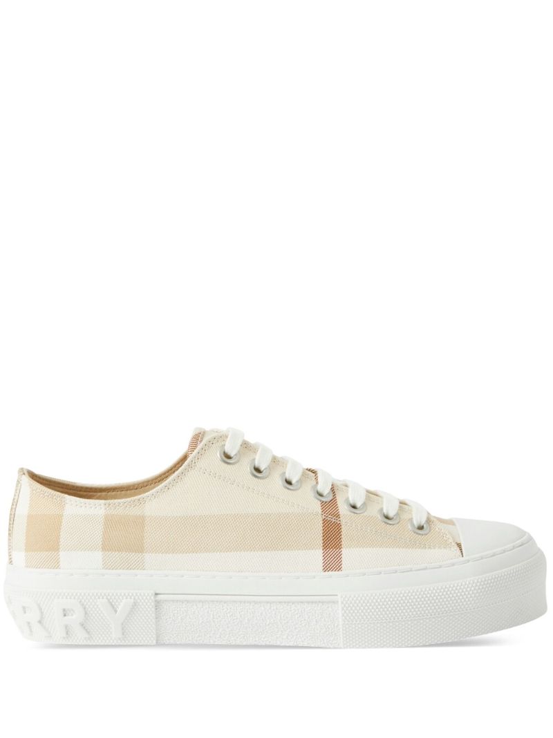 Neutral Check Cotton Sneakers