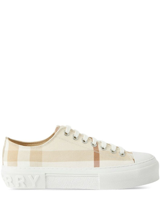 Neutral Check Cotton Sneakers