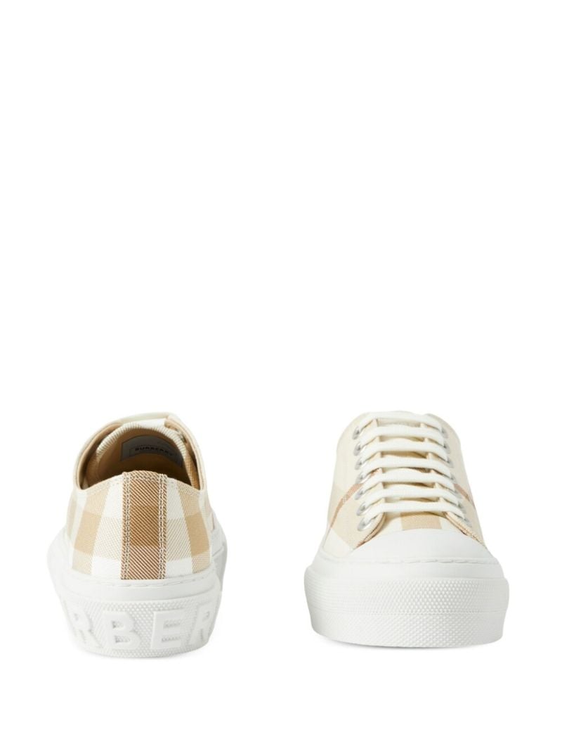 Neutral Check Cotton Sneakers