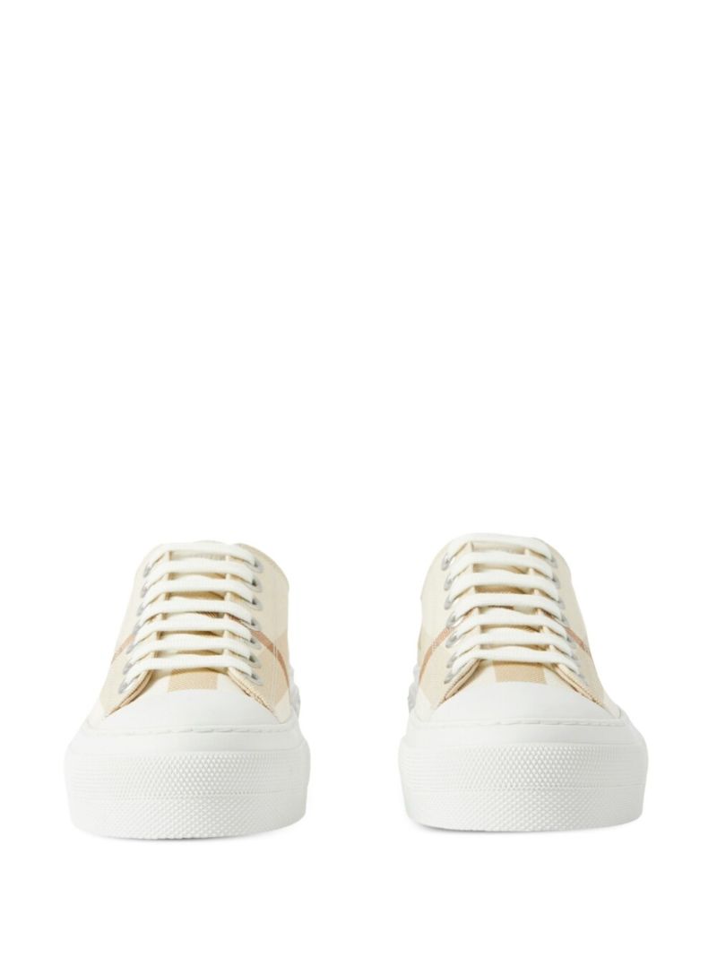 Neutral Check Cotton Sneakers