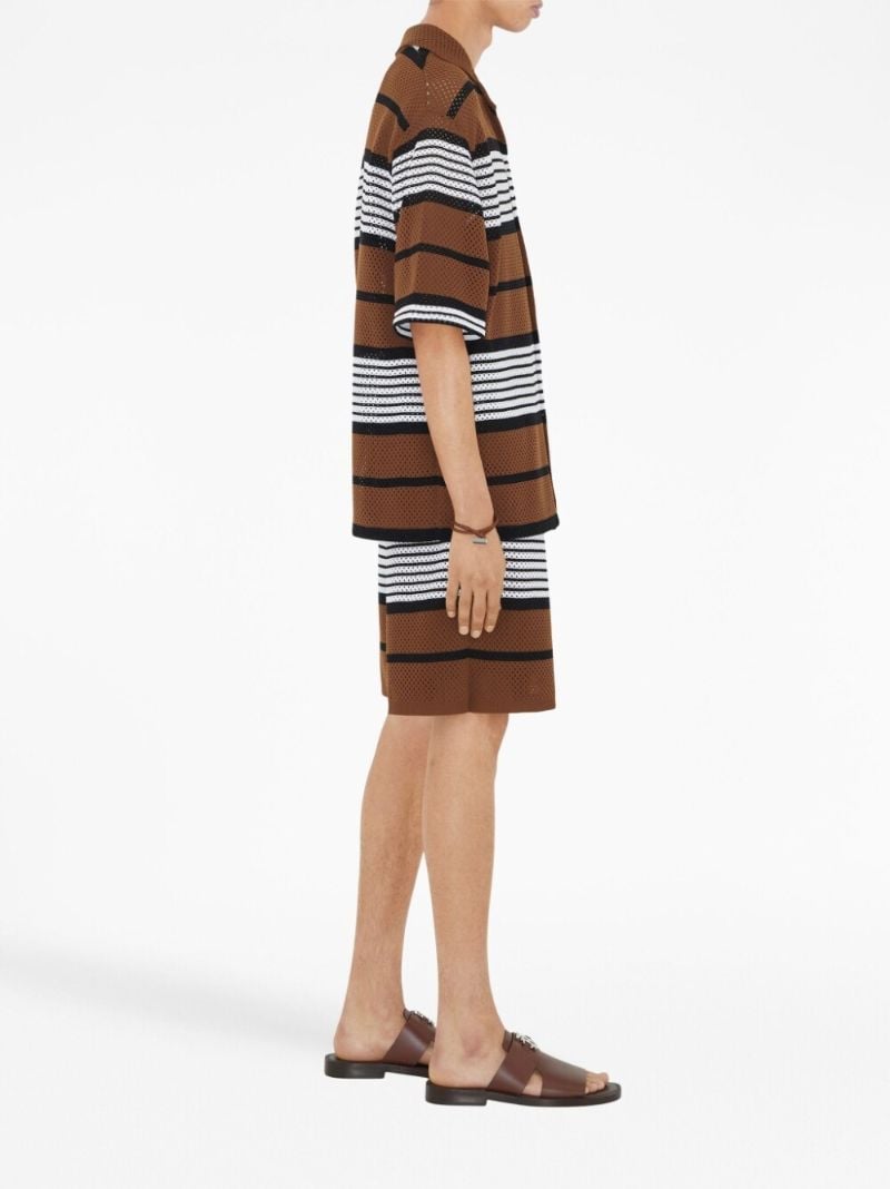 Brown Striped Mesh Shirt