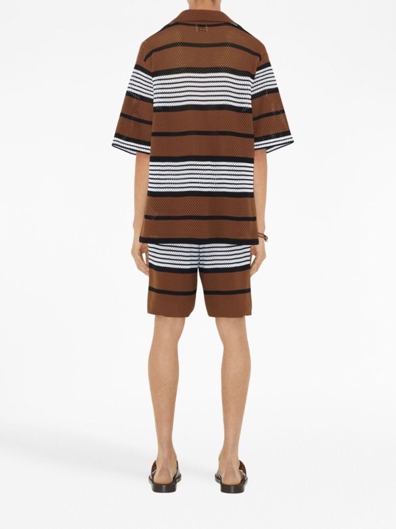 Brown Striped Mesh Shirt