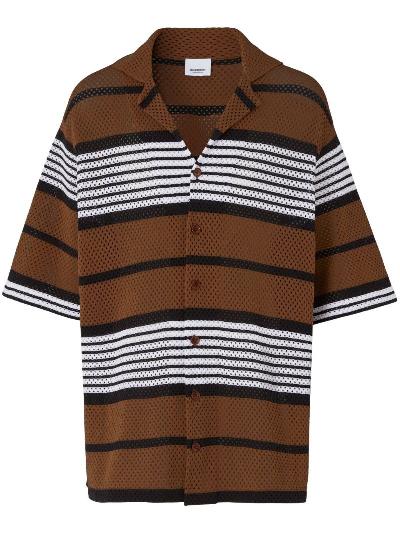 Brown Striped Mesh Shirt